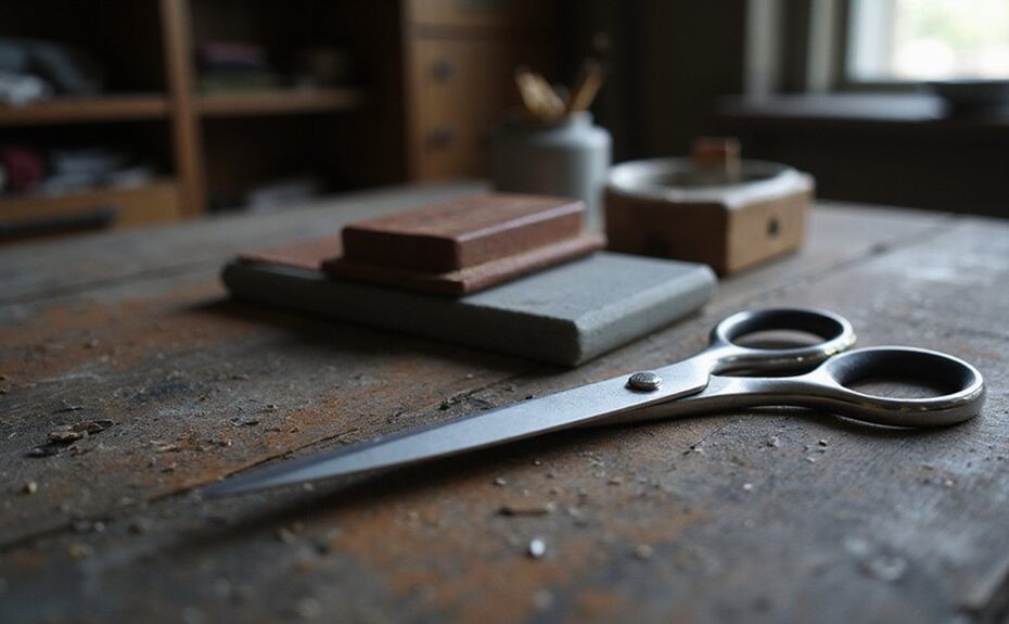 sharpening curved scissors process